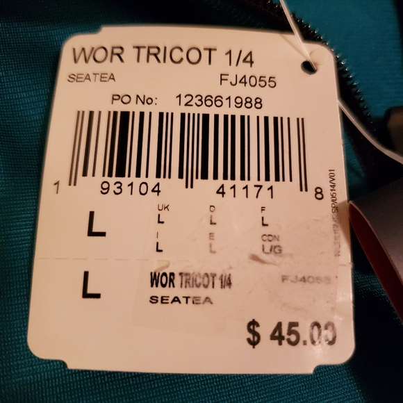 Reebok Men's Workout 1/4 zip pullover shirt. NWT size Large seatea color - Picture 3 of 10